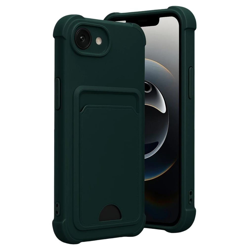 Mey İthalat®   iPhone 16E Kelvin Kartvizitli Silikon - Koyu Yeşil
