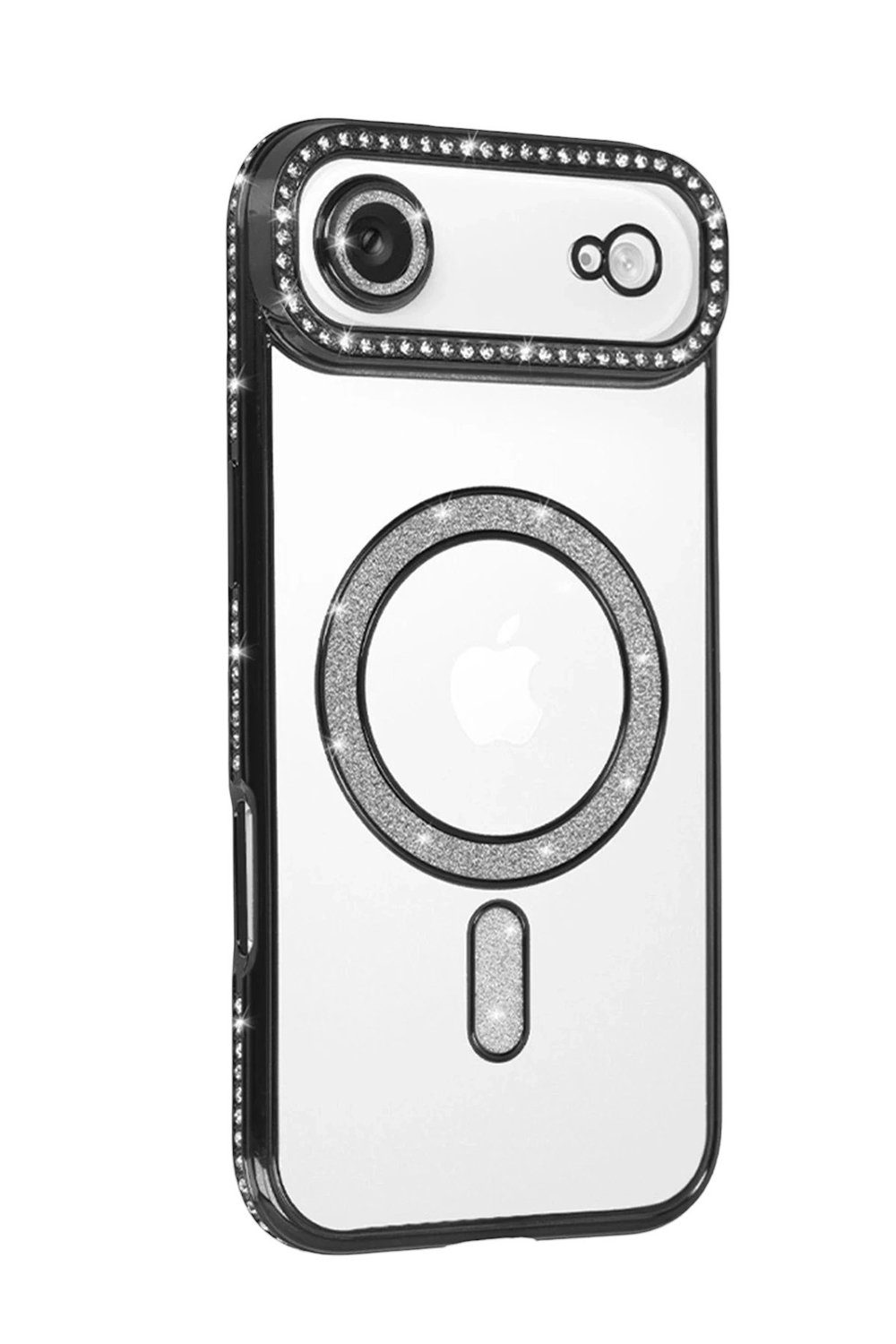 Mey İthalat®   iPhone 17 Air Joke Simli Magneticsafe Kılıf - Siyah