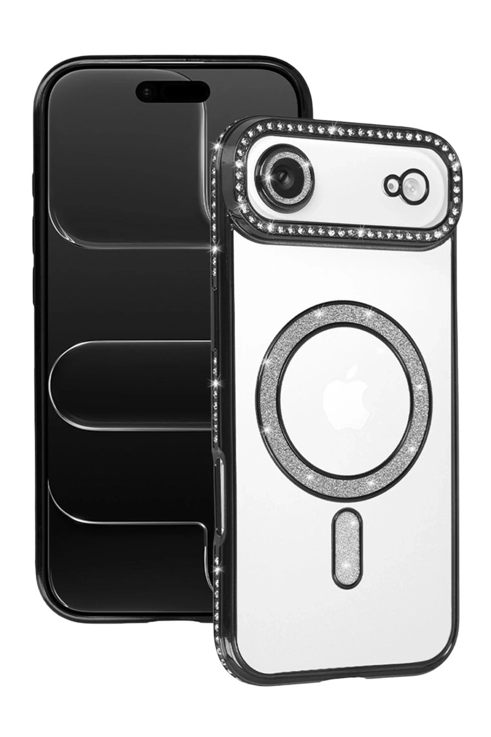 Mey İthalat®   iPhone 17 Air Joke Simli Magneticsafe Kılıf - Siyah