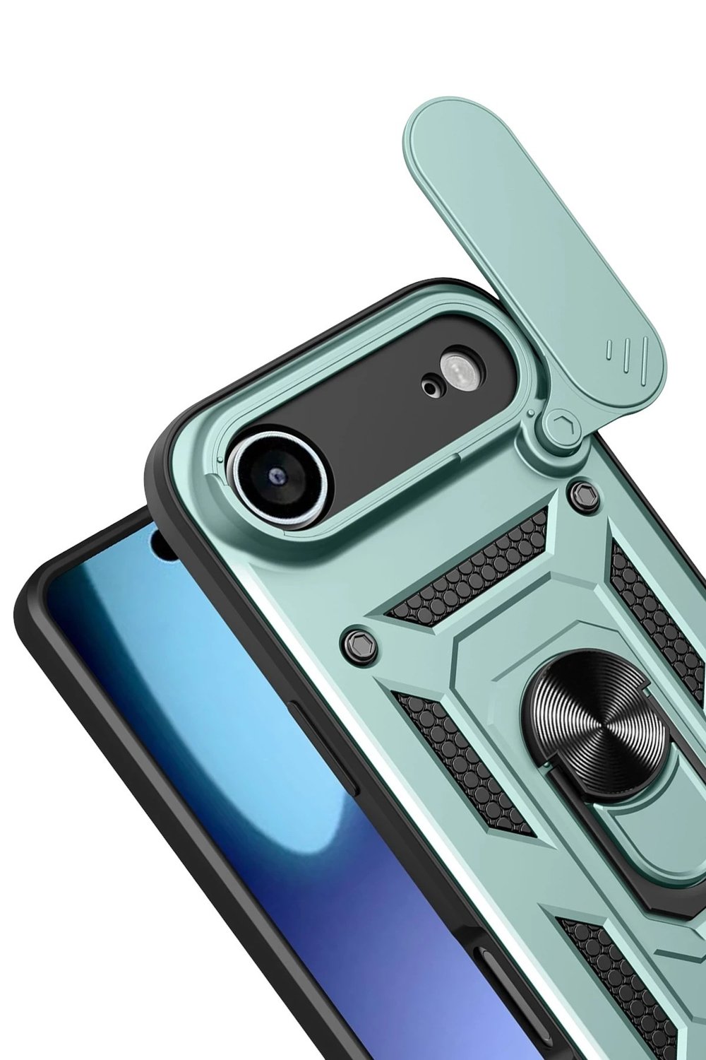 Mey İthalat®   iPhone 17 Air Pars Lens Yüzüklü Silikon - Yeşil