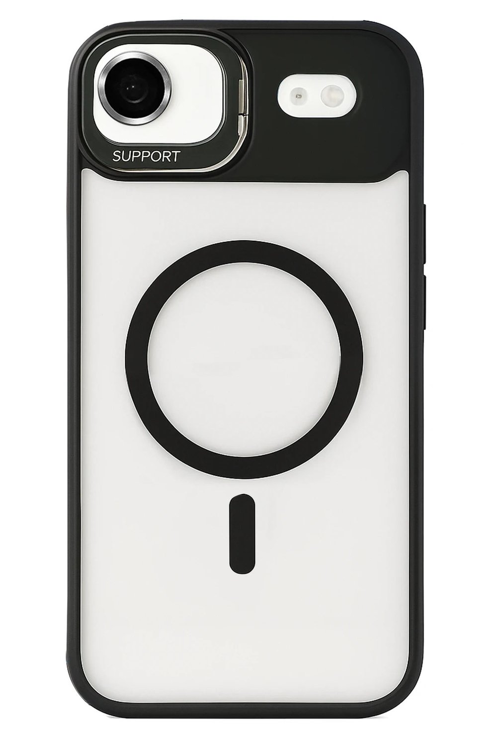 Mey İthalat®   iPhone 17 Air Remim Lensli Magsafe Standlı Kapak - Siyah