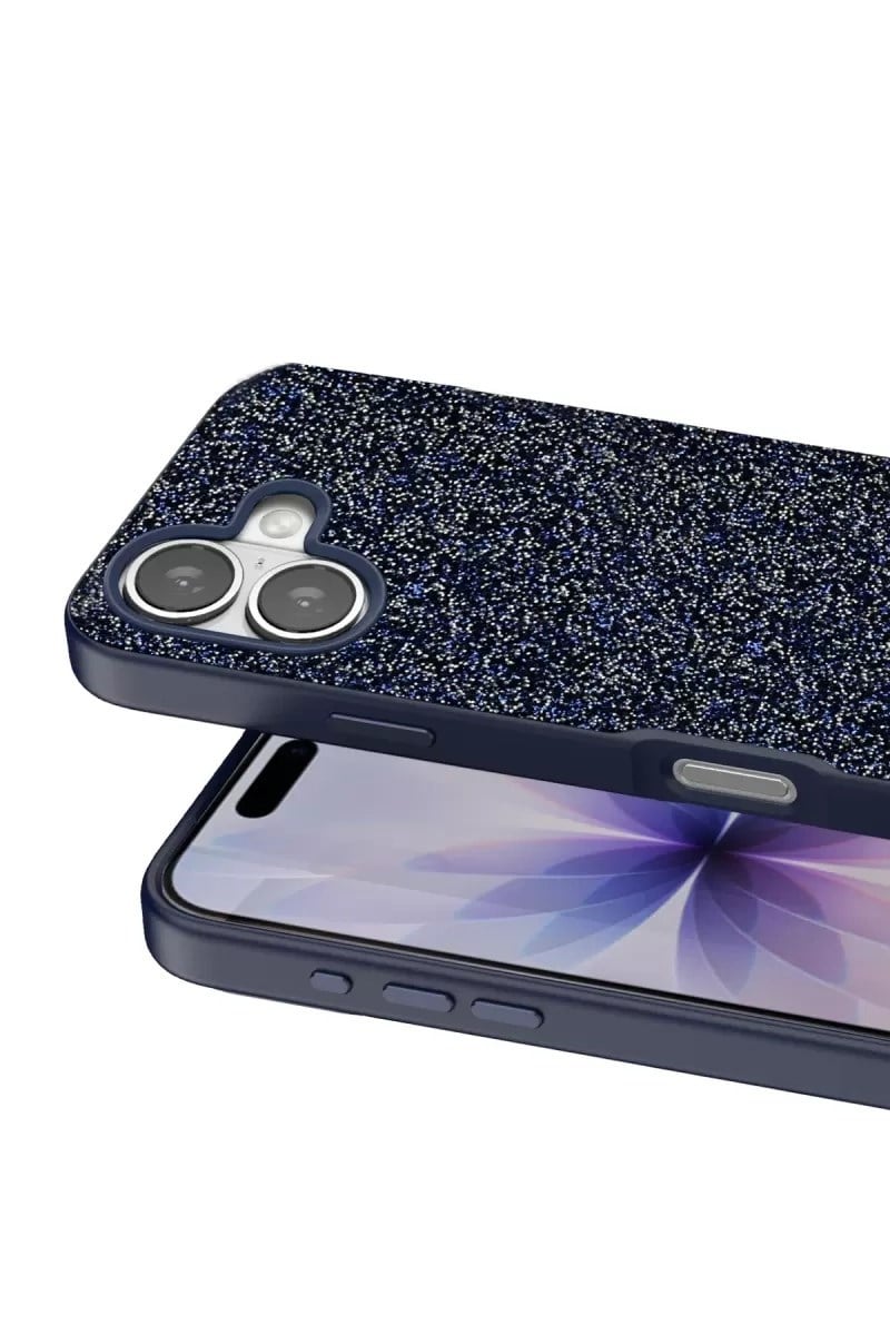Mey İthalat®   iPhone 17 Bright Simli Kapak - Mavi