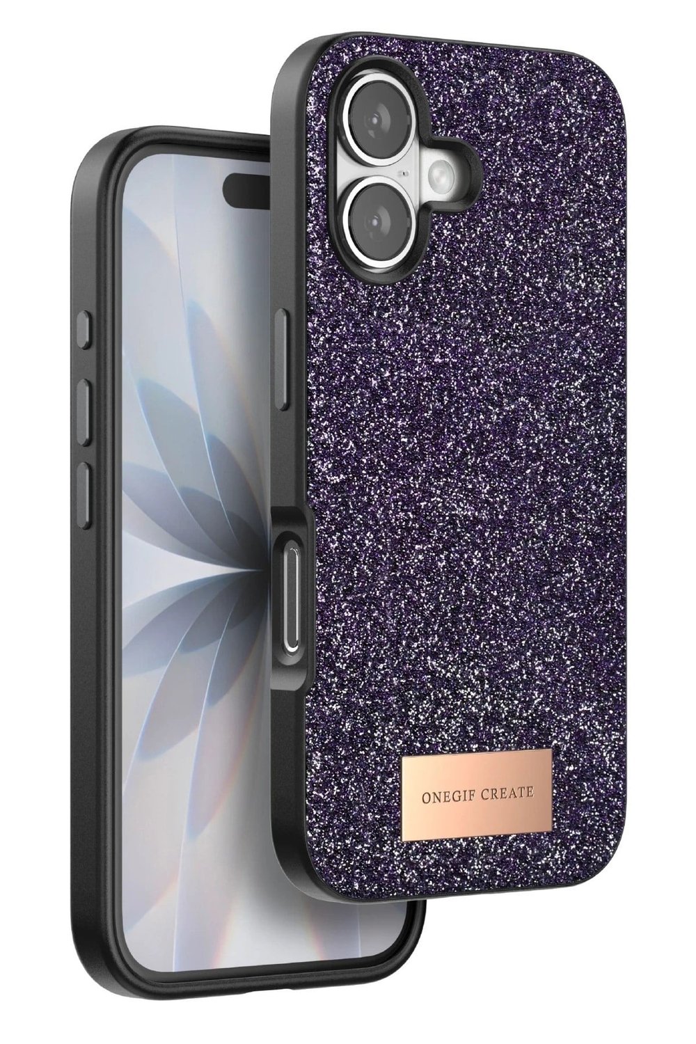Mey İthalat®   iPhone 17 Bright Simli Kapak - Derin Mor