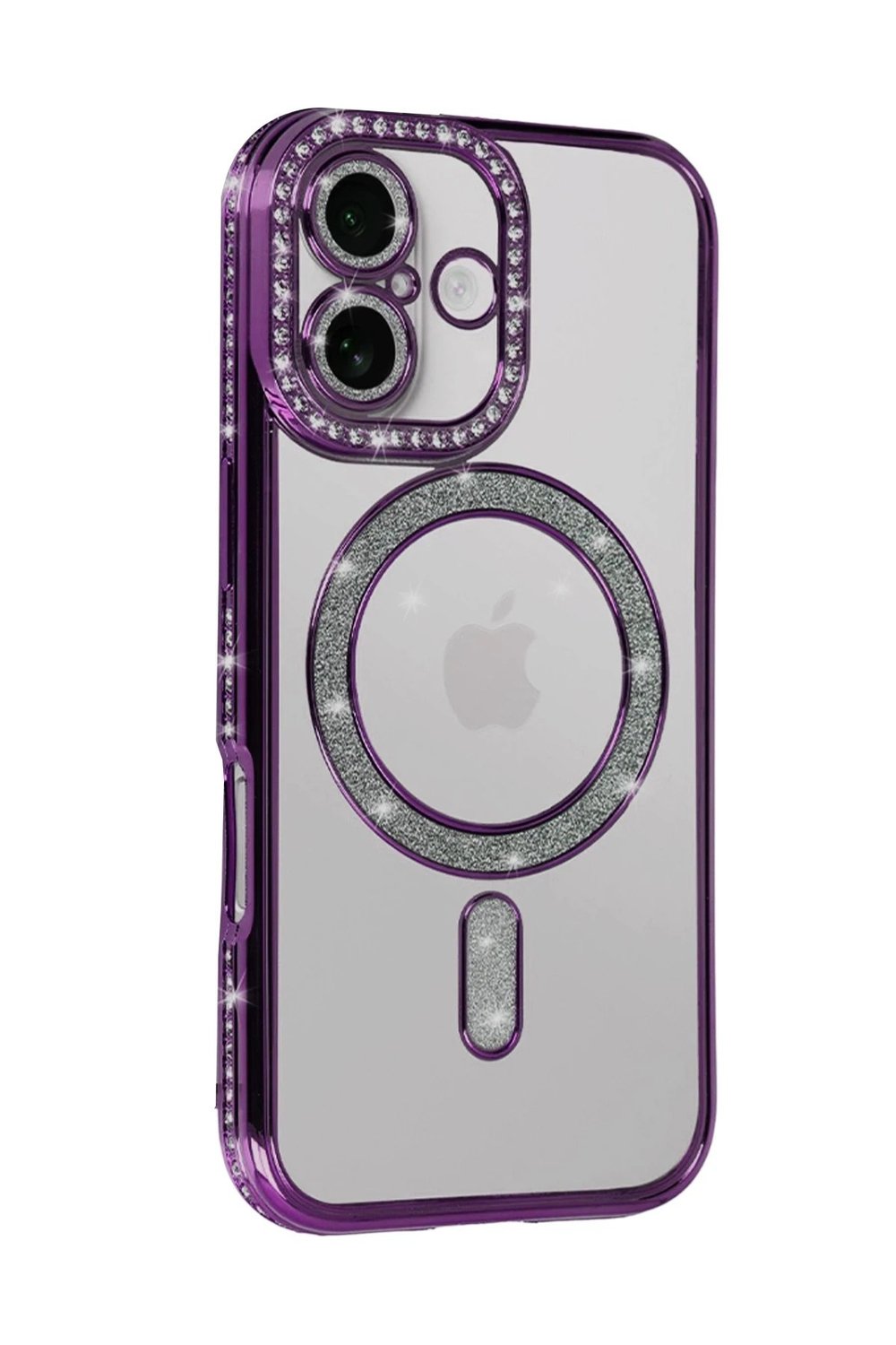 Mey İthalat®   iPhone 17 Joke Simli Magneticsafe Kılıf - Derin Mor