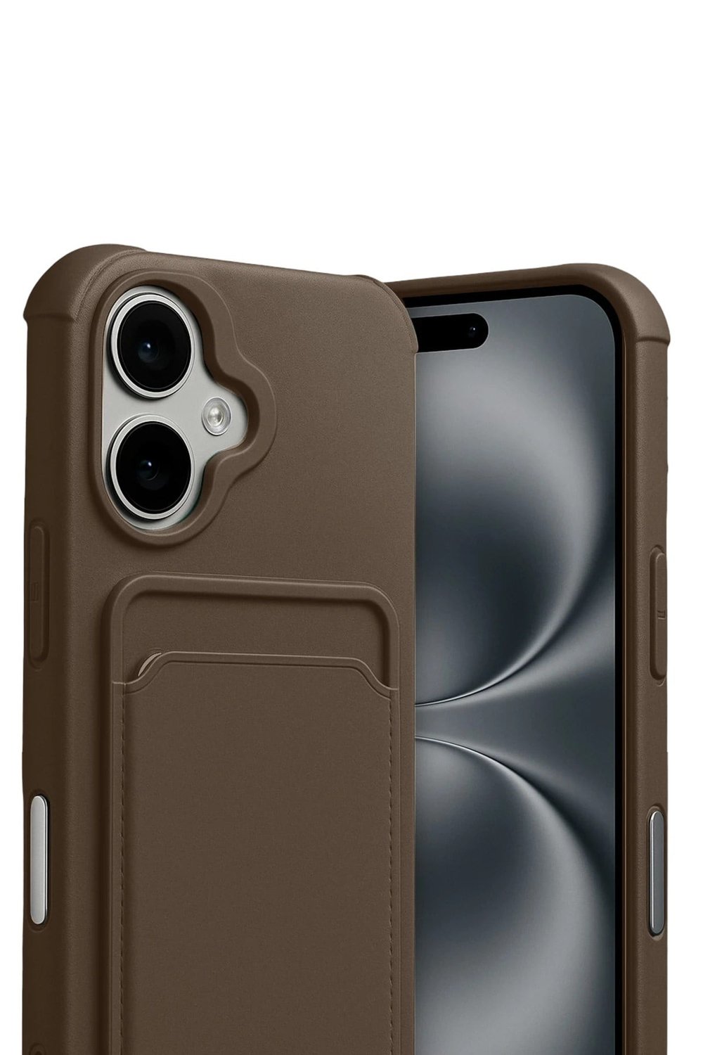 Mey İthalat®   iPhone 17 Kelvin Kartvizitli Silikon - Kahverengi