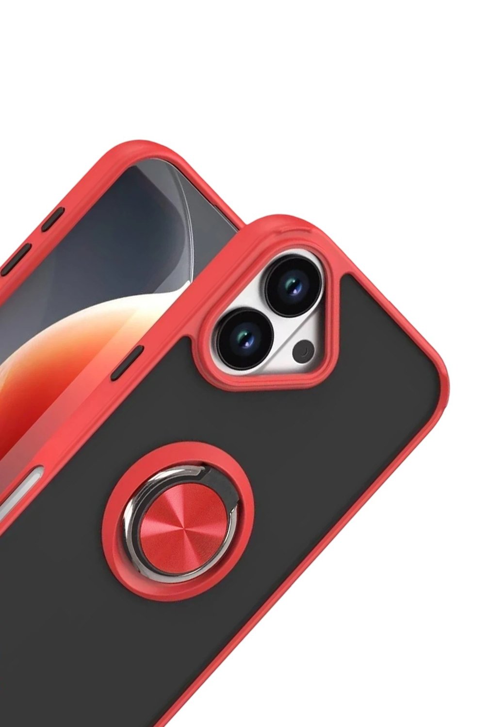 Mey İthalat®   iPhone 17 Montreal Yüzüklü Silikon Kapak - Kırmızı