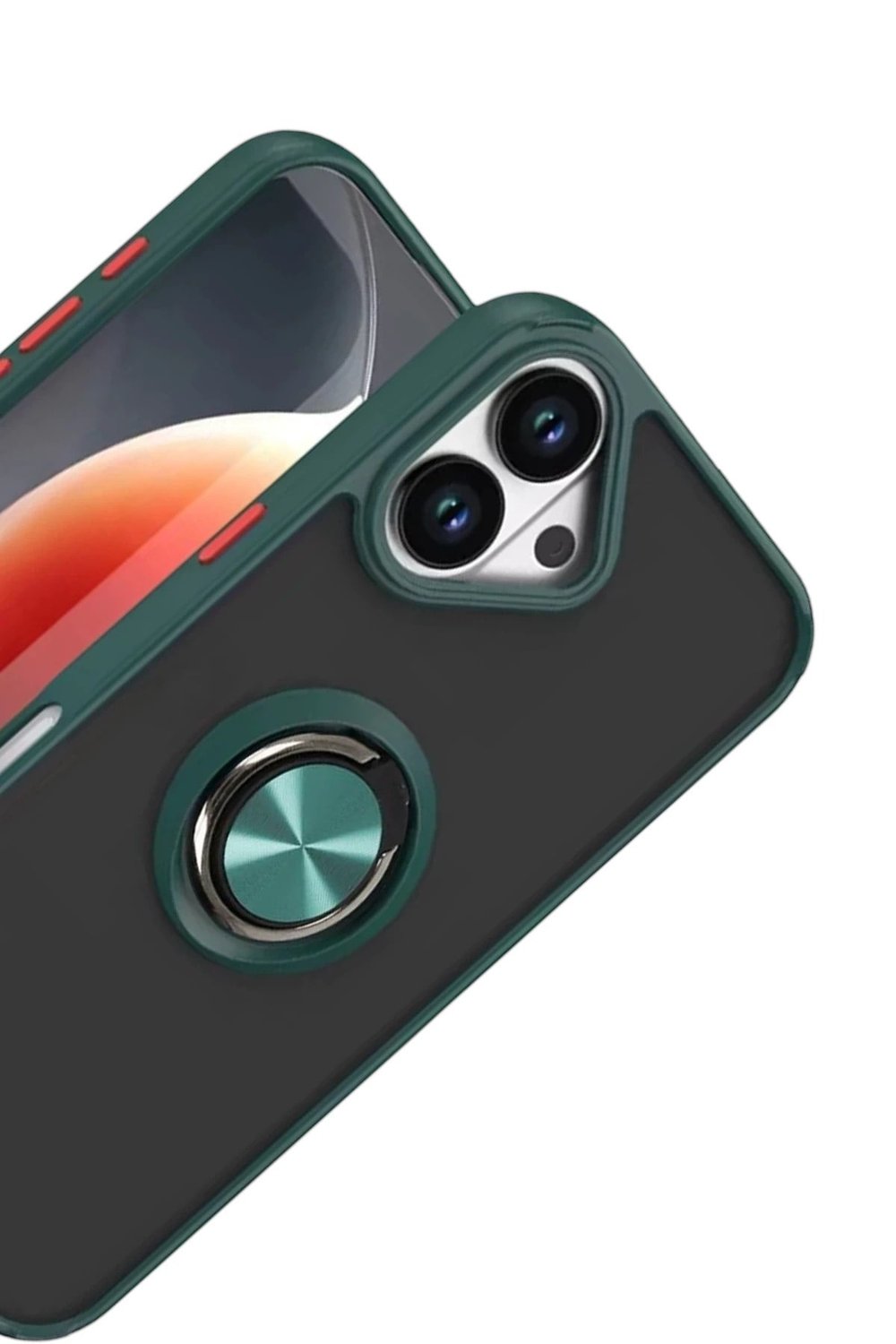 Mey İthalat®   iPhone 17 Montreal Yüzüklü Silikon Kapak - Yeşil
