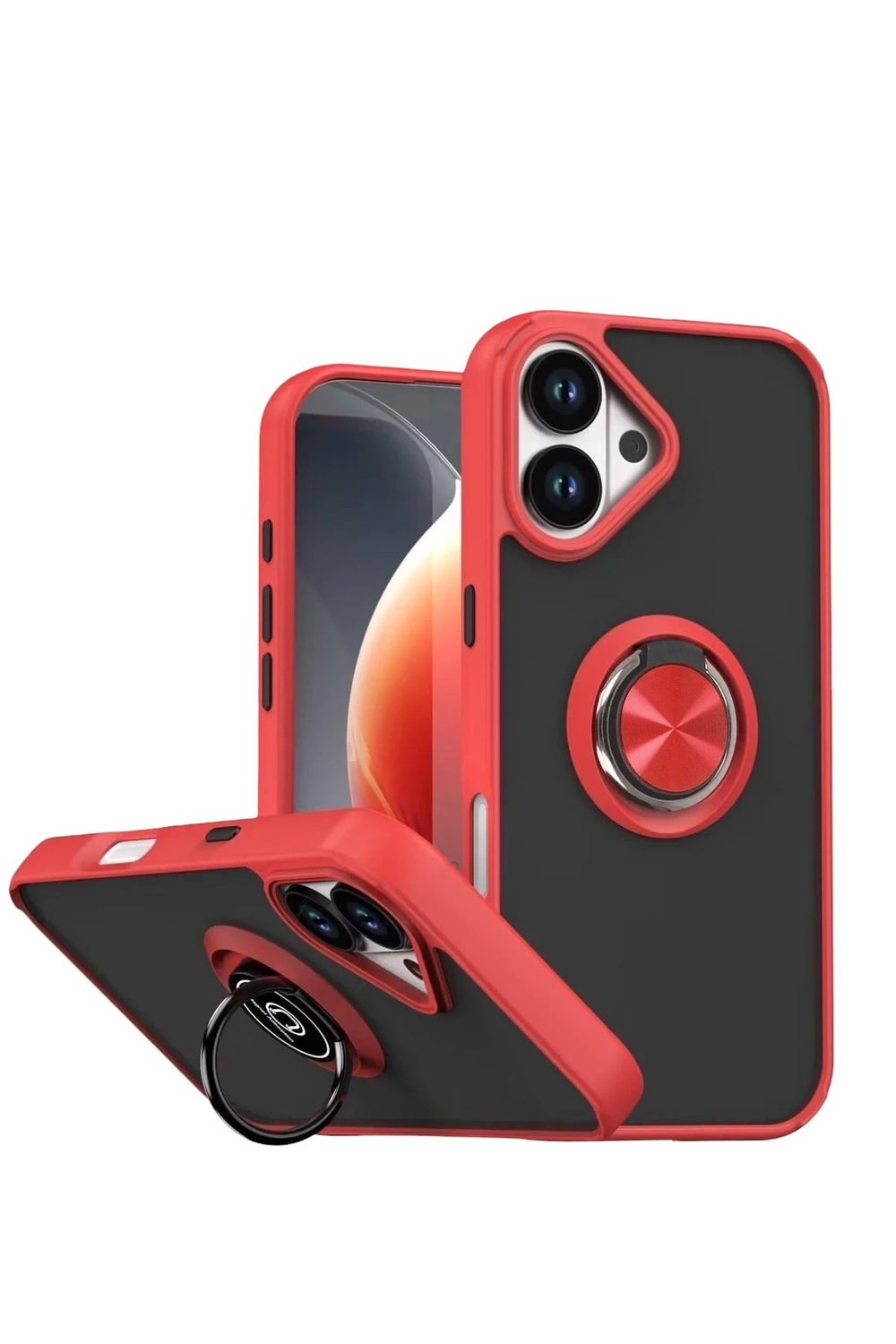Mey İthalat®   iPhone 17 Montreal Yüzüklü Silikon Kapak - Kırmızı