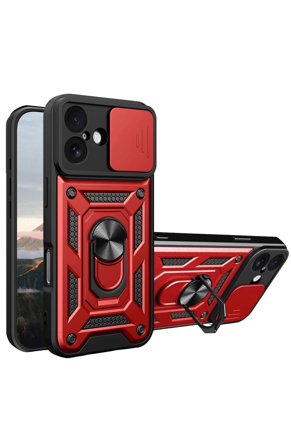 Mey İthalat®   iPhone 17 Pars Lens Yüzüklü Silikon - Kırmızı