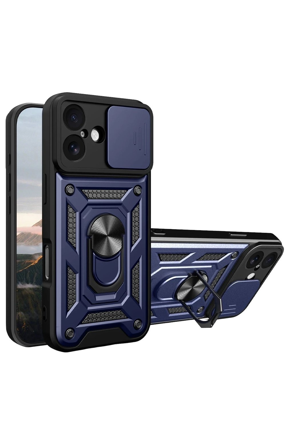 Mey İthalat®   iPhone 17 Pars Lens Yüzüklü Silikon - Lacivert