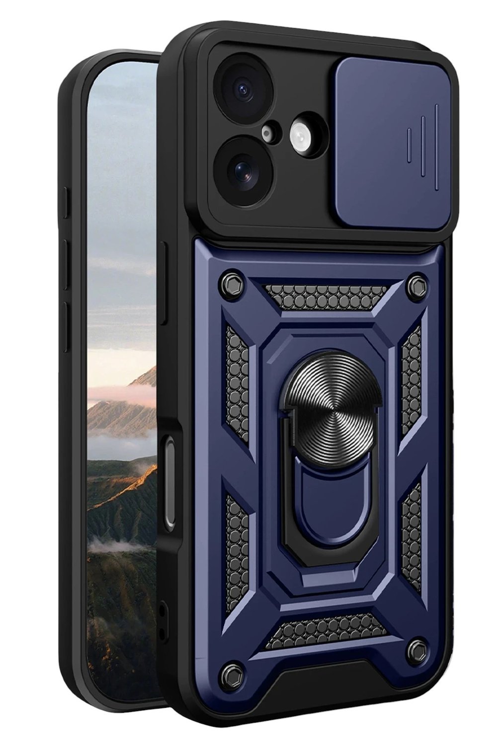 Mey İthalat®   iPhone 17 Pars Lens Yüzüklü Silikon - Lacivert