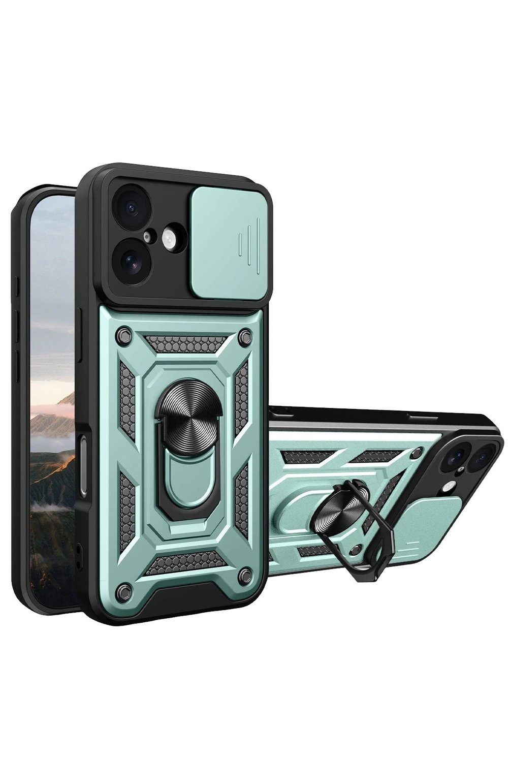 Mey İthalat®   iPhone 17 Pars Lens Yüzüklü Silikon - Yeşil
