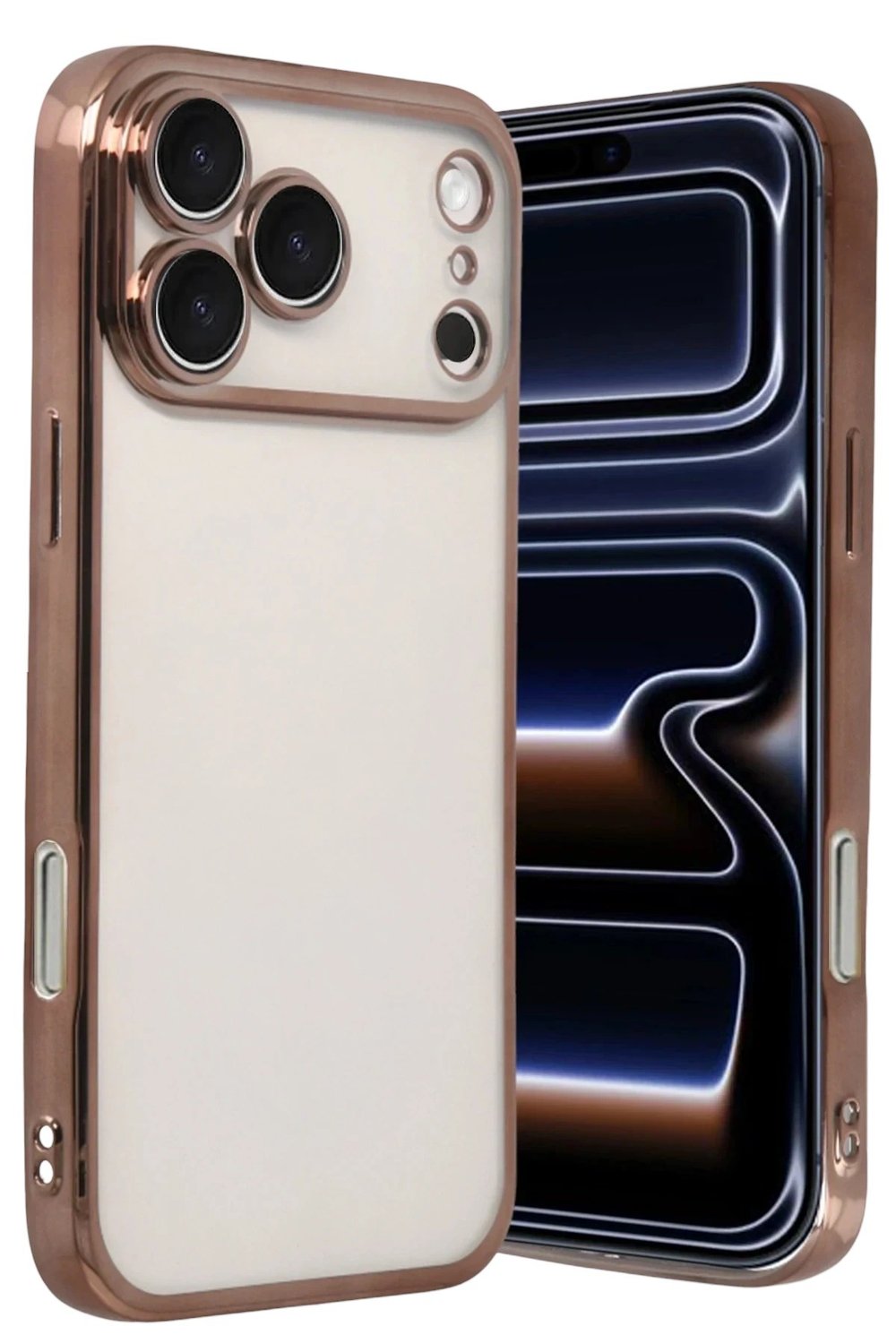 Mey İthalat®   iPhone 17 Pro  Lensli Silikon - Çöl Titanyum