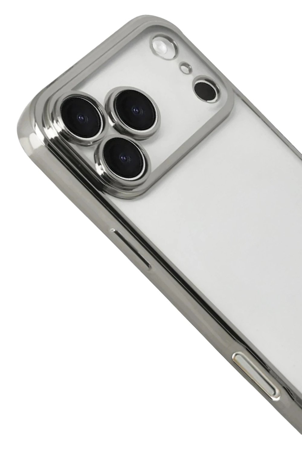 Mey İthalat®   iPhone 17 Pro  Lensli Silikon - Gümüş
