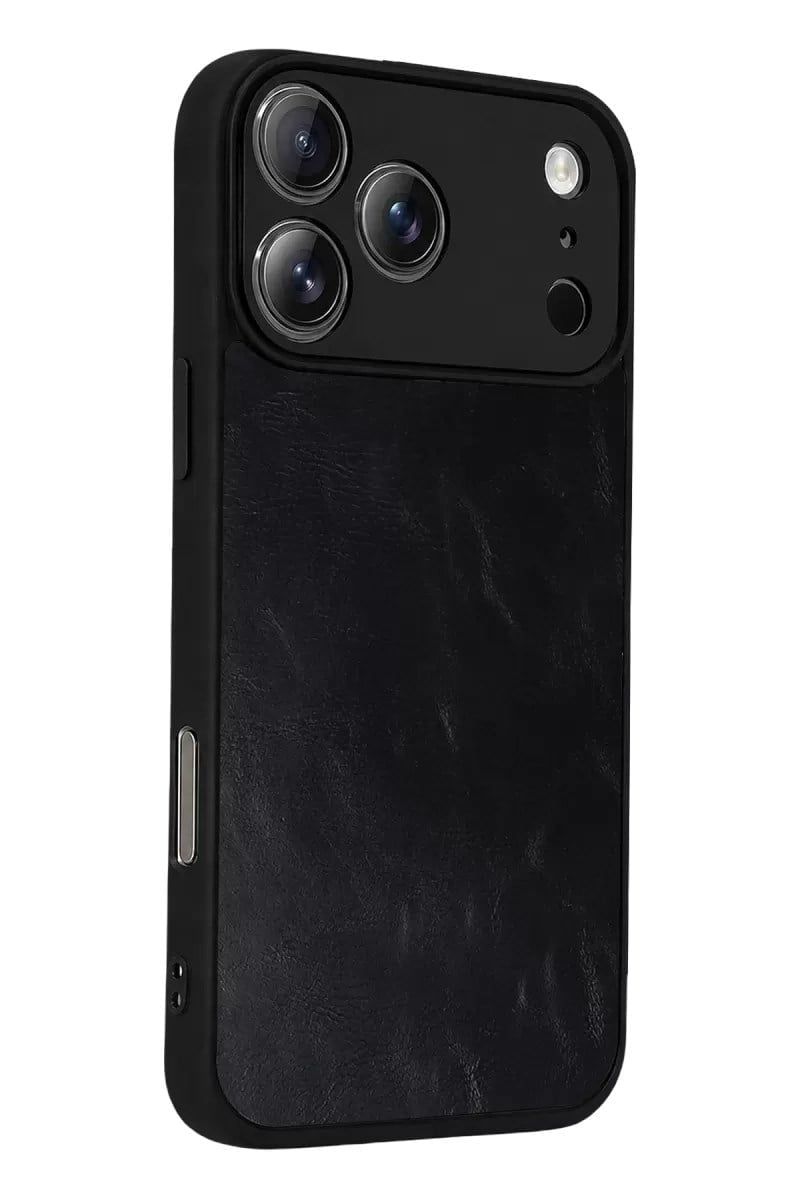 Mey İthalat®   iPhone 17 Pro Aras Deri Kapak - Siyah