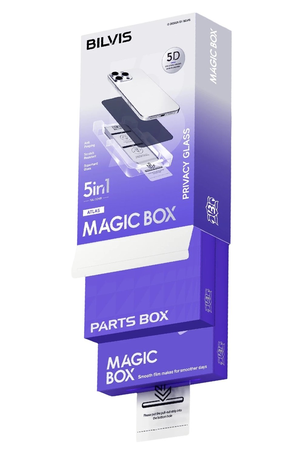 Mey İthalat®   iPhone 17 Pro Bilvis 5in1 5D Magic Hayalet Cam Ekran Koruyucu - Siyah