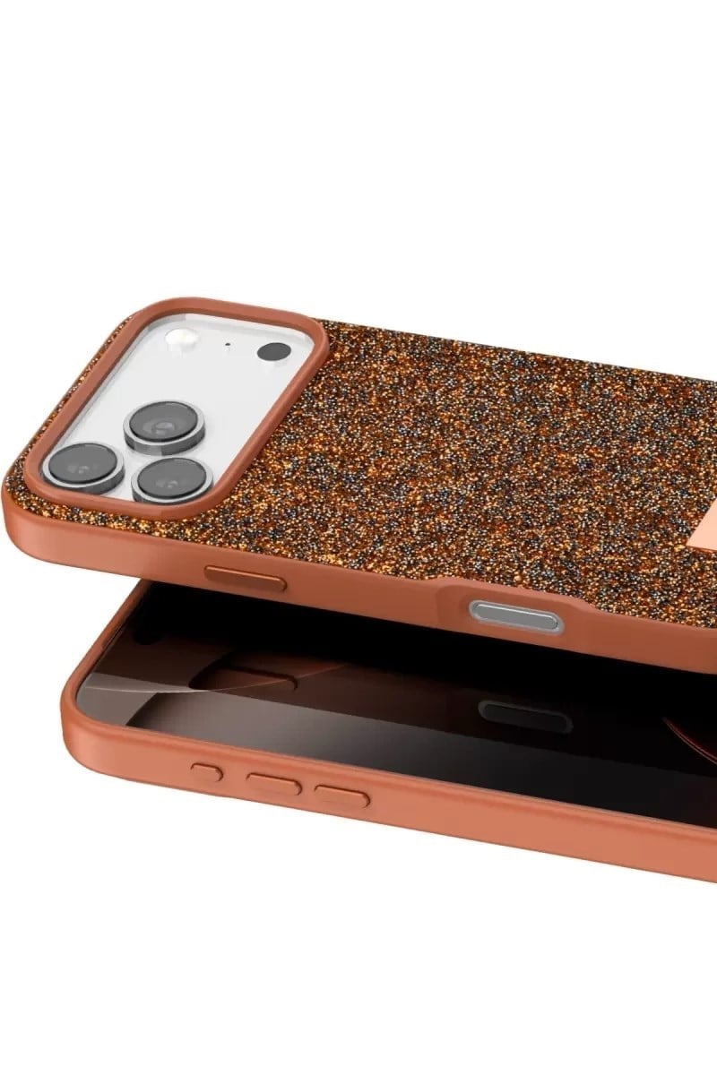 Mey İthalat®   iPhone 17 Pro Bright Simli Kapak - Turuncu