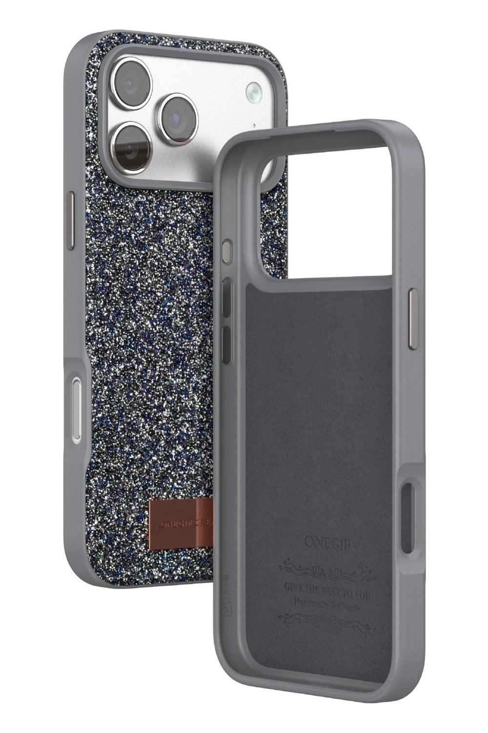 Mey İthalat®   iPhone 17 Pro Bright Simli Kapak - Gümüş