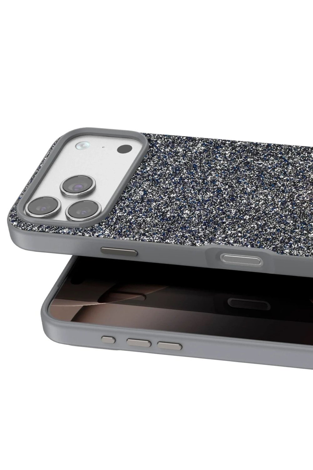 Mey İthalat®   iPhone 17 Pro Bright Simli Kapak - Gümüş