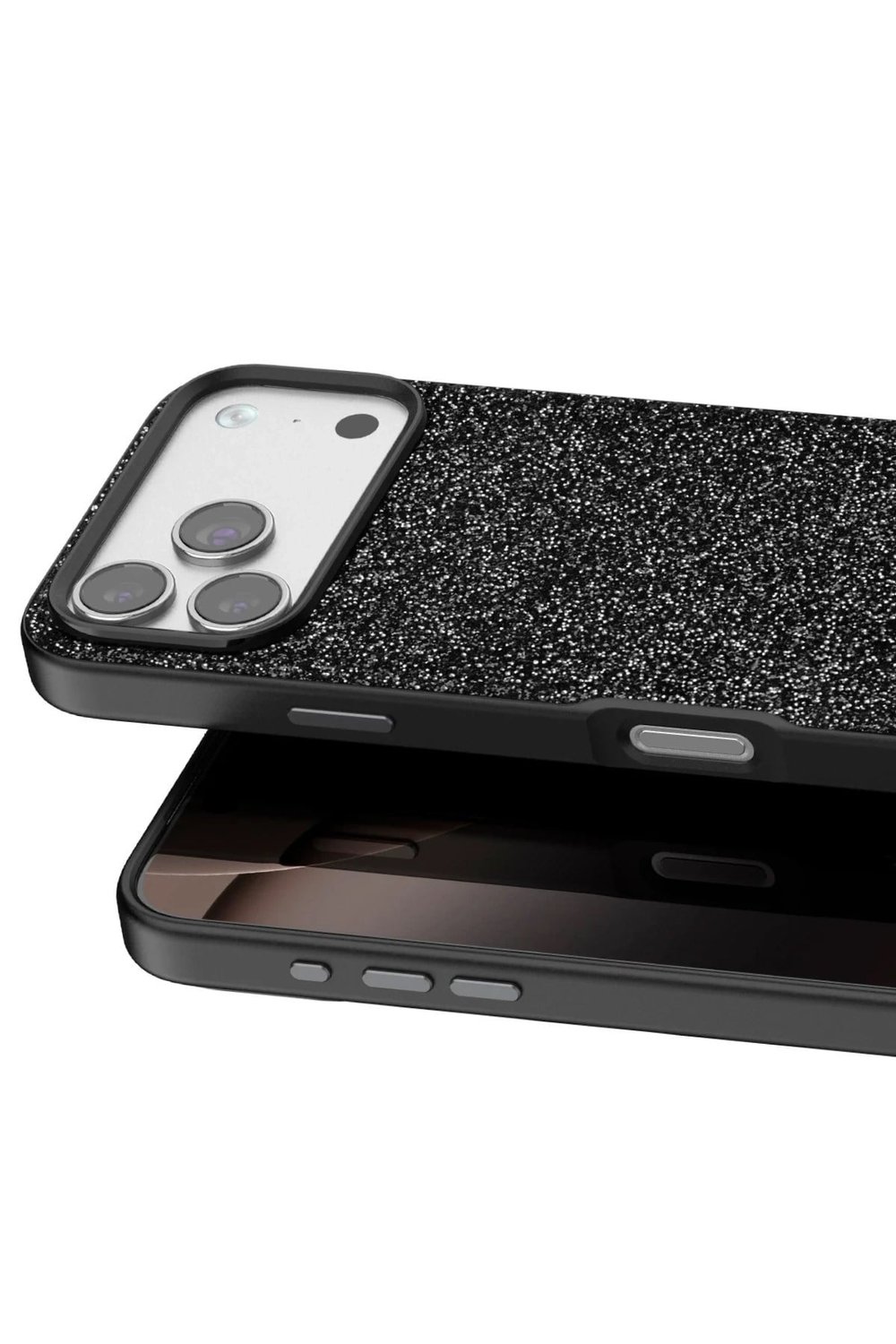 Mey İthalat®   iPhone 17 Pro Bright Simli Kapak - Siyah