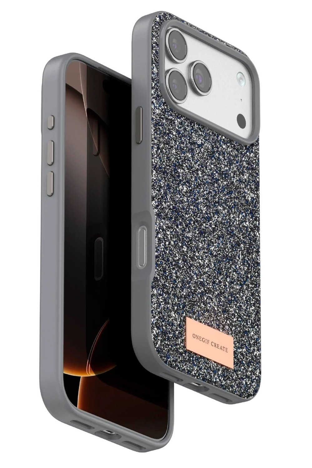 Mey İthalat®   iPhone 17 Pro Bright Simli Kapak - Gümüş