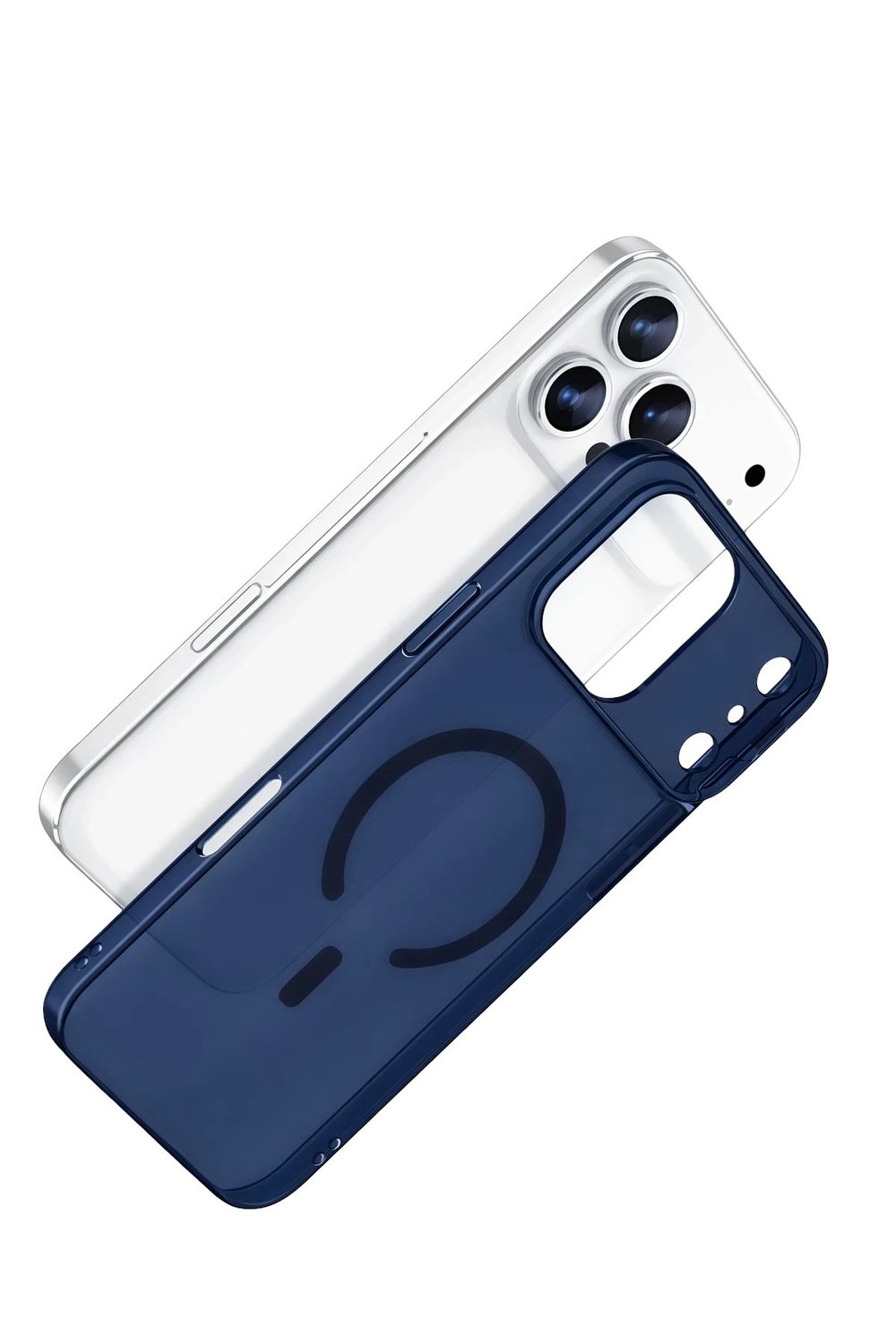 Mey İthalat®   iPhone 17 Pro Combo Sert Şeffaf Magsafe Kapak - Mavi