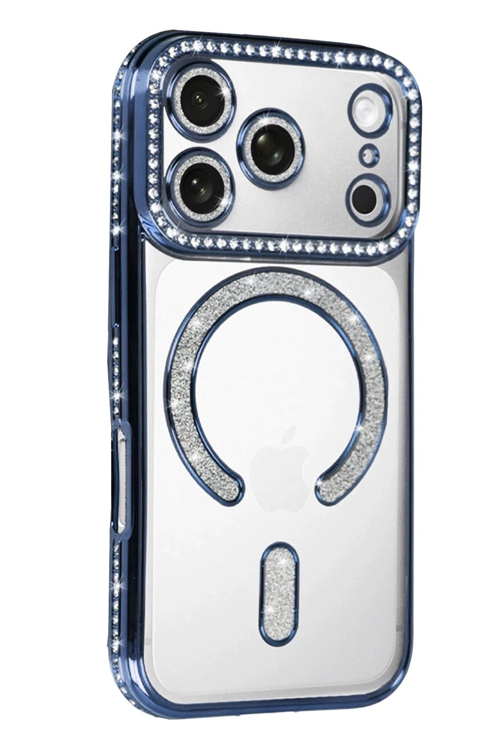 Mey İthalat®   iPhone 17 Pro Joke Simli Magneticsafe Kılıf - Mavi