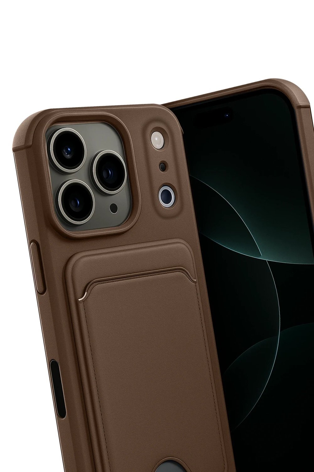 Mey İthalat®   iPhone 17 Pro Kelvin Kartvizitli Silikon - Kahverengi