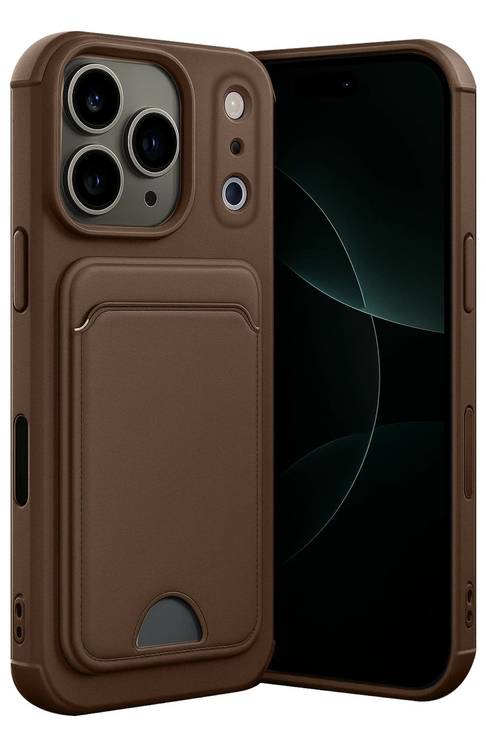 Mey İthalat®   iPhone 17 Pro Kelvin Kartvizitli Silikon - Kahverengi
