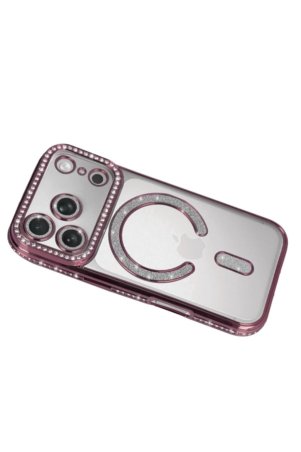 Mey İthalat®   iPhone 17 Pro Max Joke Simli Magneticsafe Kılıf - Pembe