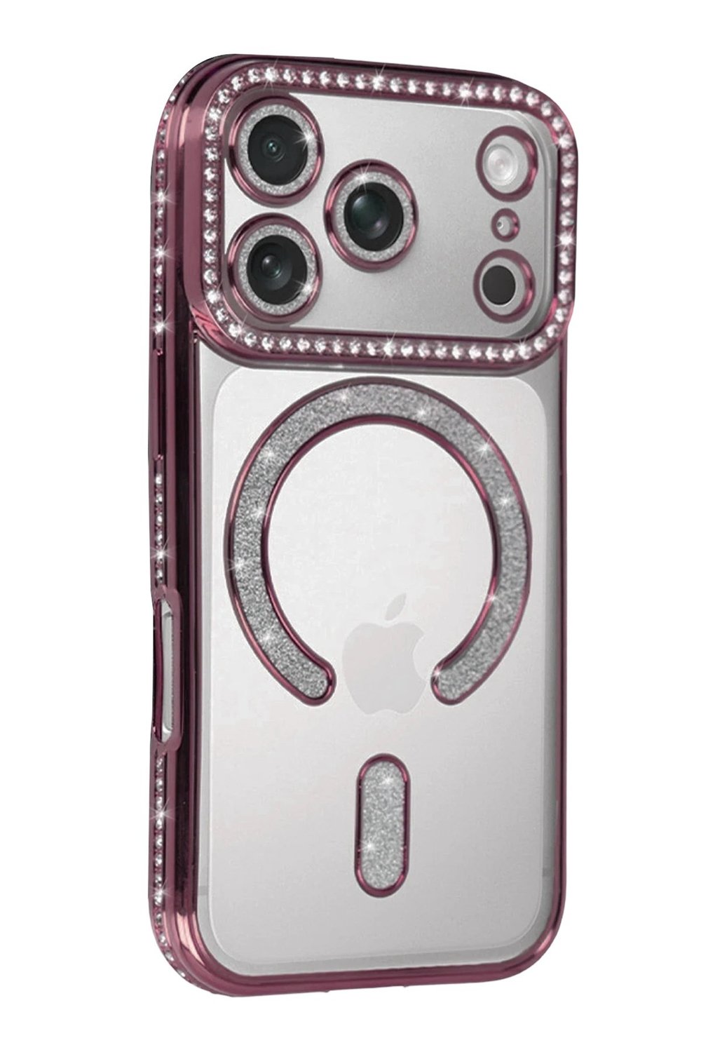 Mey İthalat®   iPhone 17 Pro Max Joke Simli Magneticsafe Kılıf - Pembe