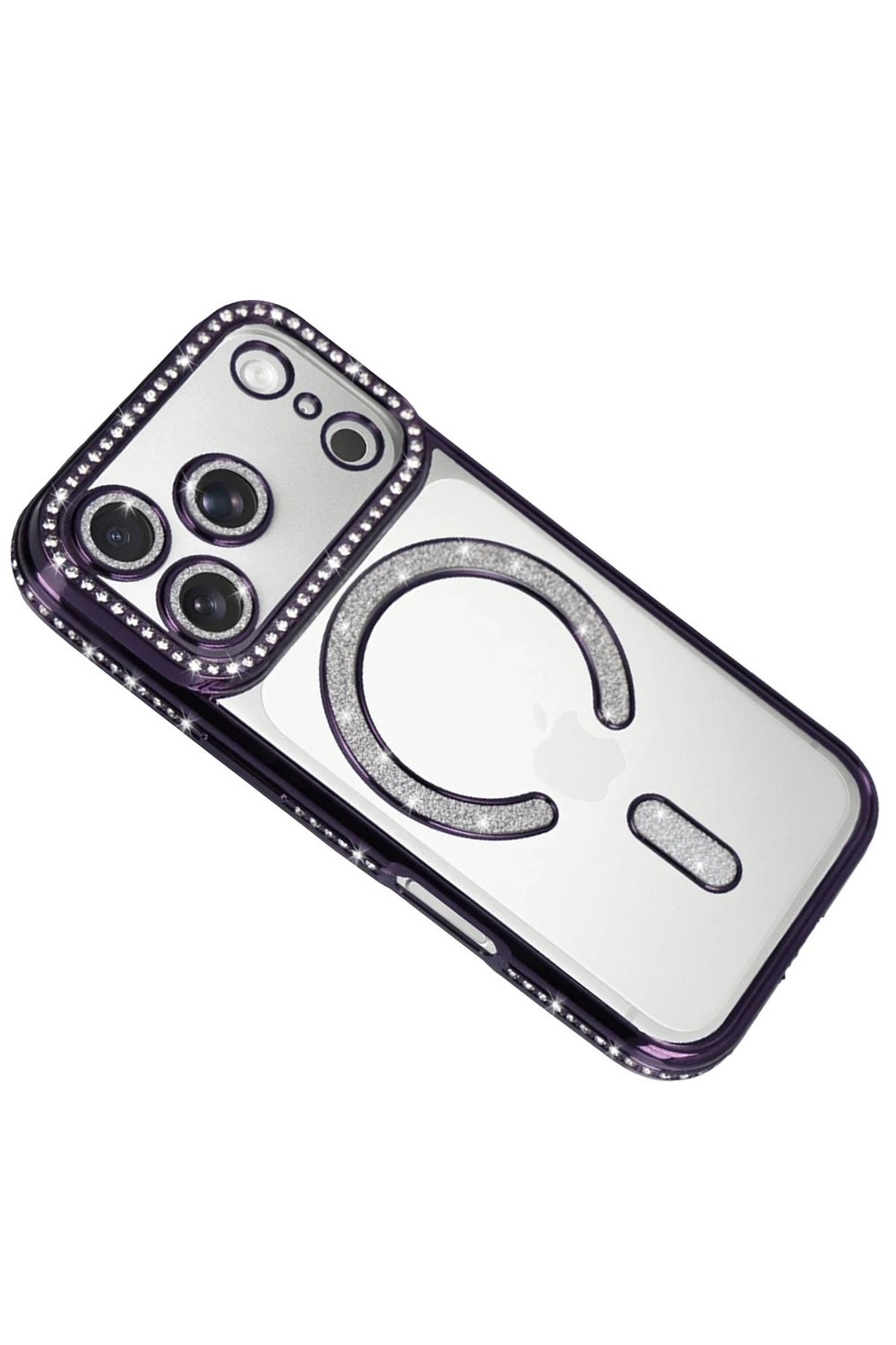 Mey İthalat®   iPhone 17 Pro Max Joke Simli Magneticsafe Kılıf - Derin Mor