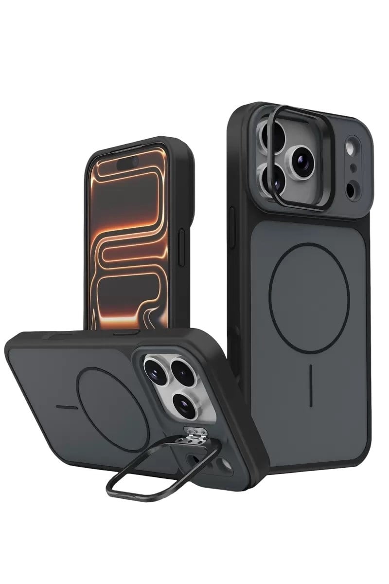Mey İthalat®   iPhone 17 Pro Max Pale Magsafe Standlı Kapak - Siyah