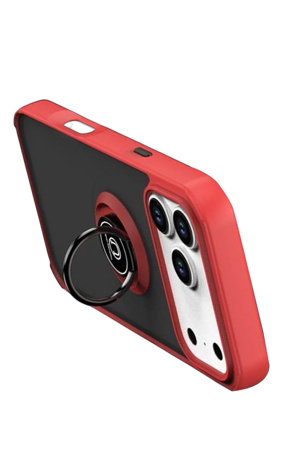 Mey İthalat®   iPhone 17 Pro Montreal Yüzüklü Silikon Kapak - Kırmızı