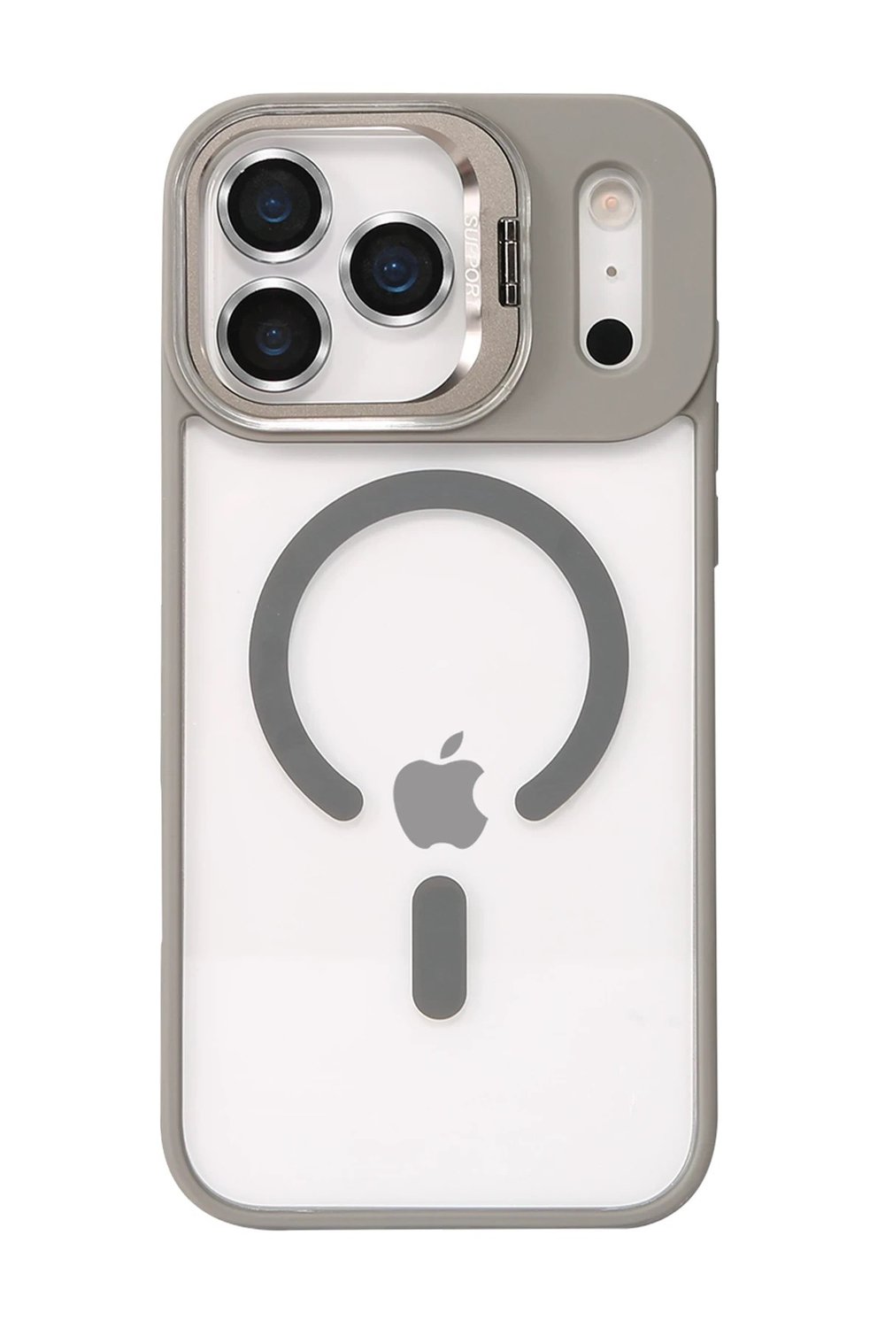 Mey İthalat®   iPhone 17 Pro Remim Lensli Magsafe Standlı Kapak - Titan Gri