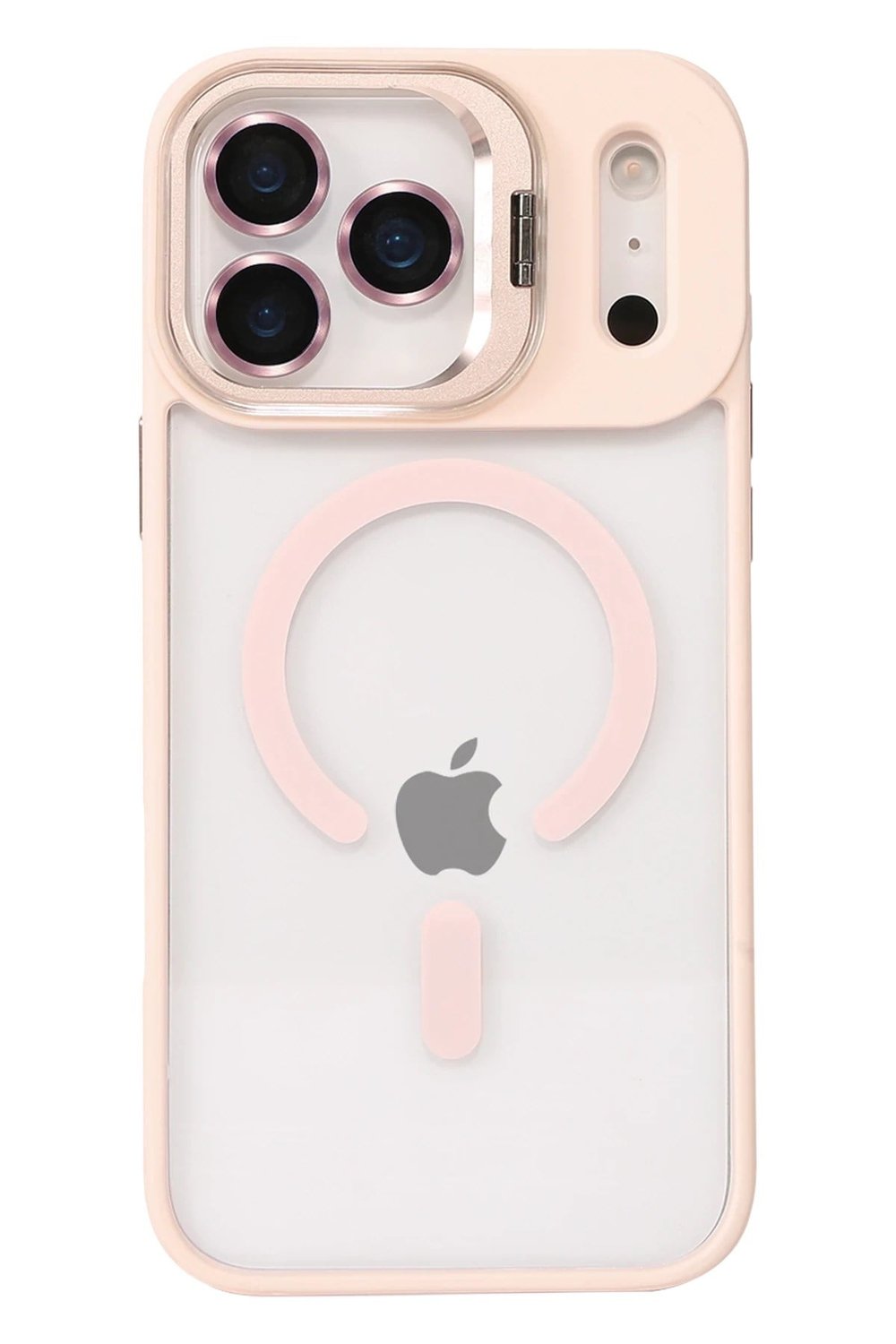 Mey İthalat®   iPhone 17 Pro Remim Lensli Magsafe Standlı Kapak - Pembe