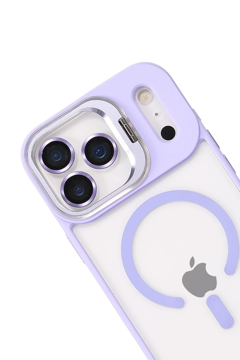 Mey İthalat®   iPhone 17 Pro Remim Lensli Magsafe Standlı Kapak - Lila