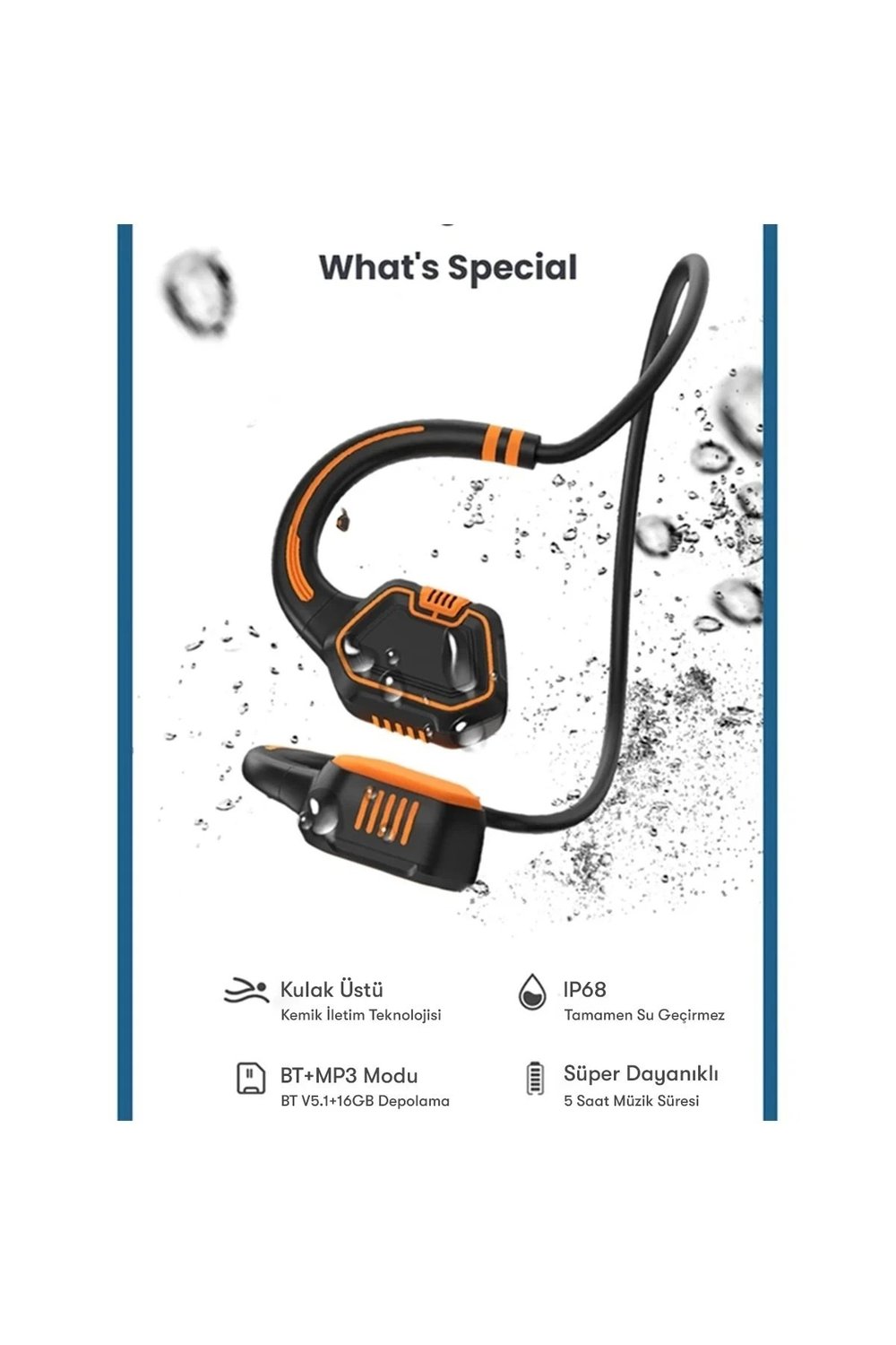 Mey İthalat®  AS9 Suya Dayanıklı Bluetooth Kulaklık - Siyah