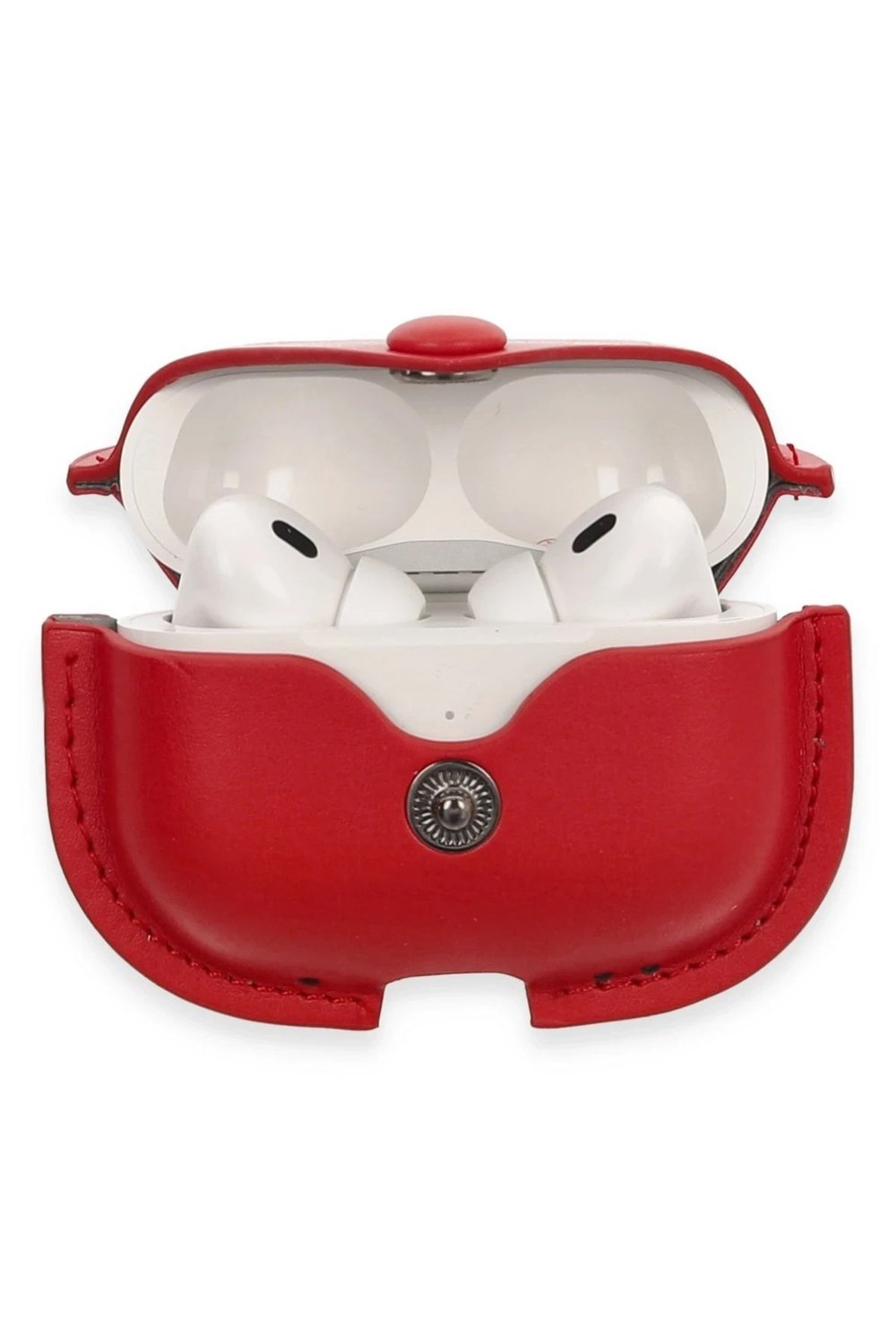 Mey İthalat®  Airpods Pro 2 (2.nesil) Çanta Deri Kılıf - Kırmızı