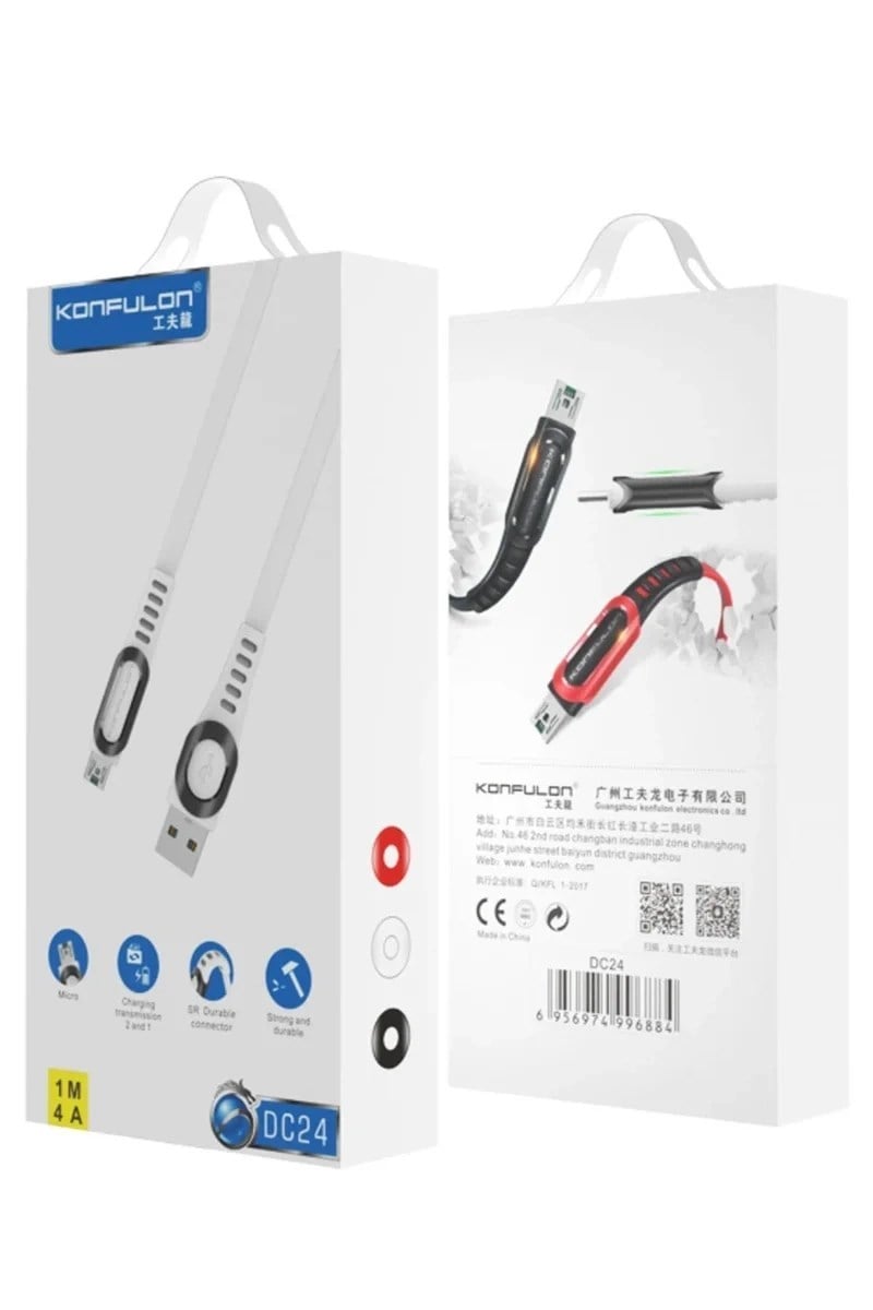 Mey İthalat®  DC24 Micro USB Kablo 1.2M 4A - Beyaz