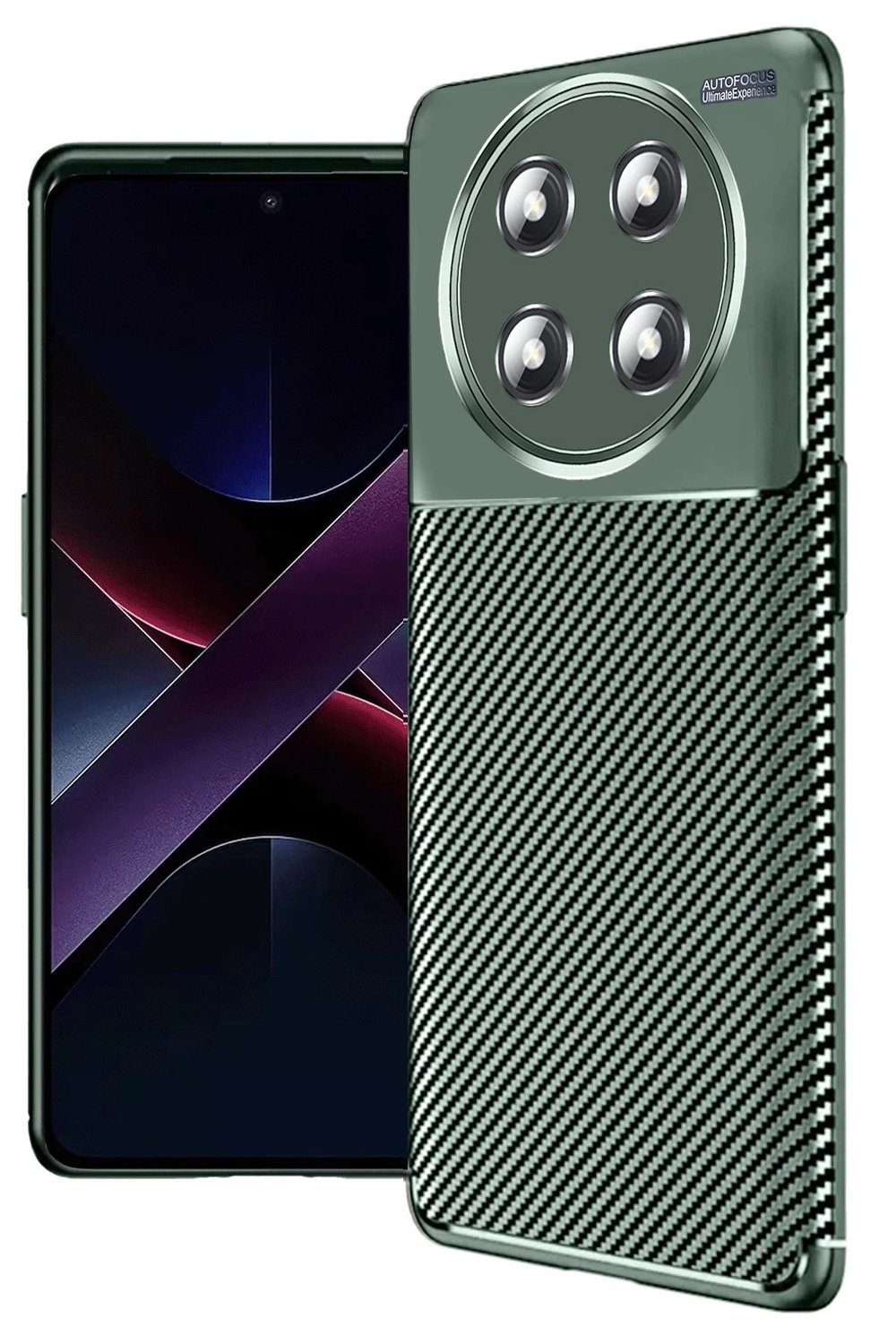 Mey İthalat®  Honor Magic 7 Lite Kılıf Auto Focus Karbon Kapak - Koyu Yeşil