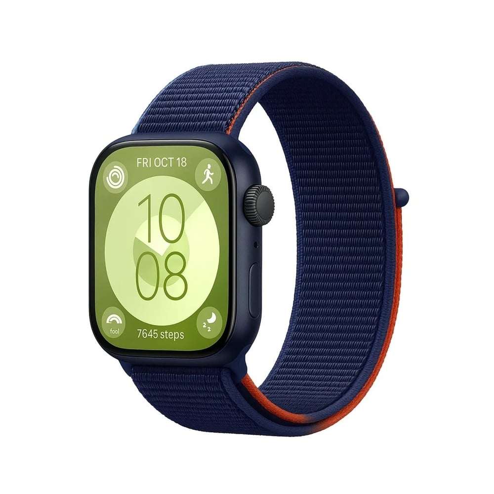 Mey İthalat®  Huawei Fit 4 Hasırlı Cırtcırtlı Kordon - Lacivert-Turuncu