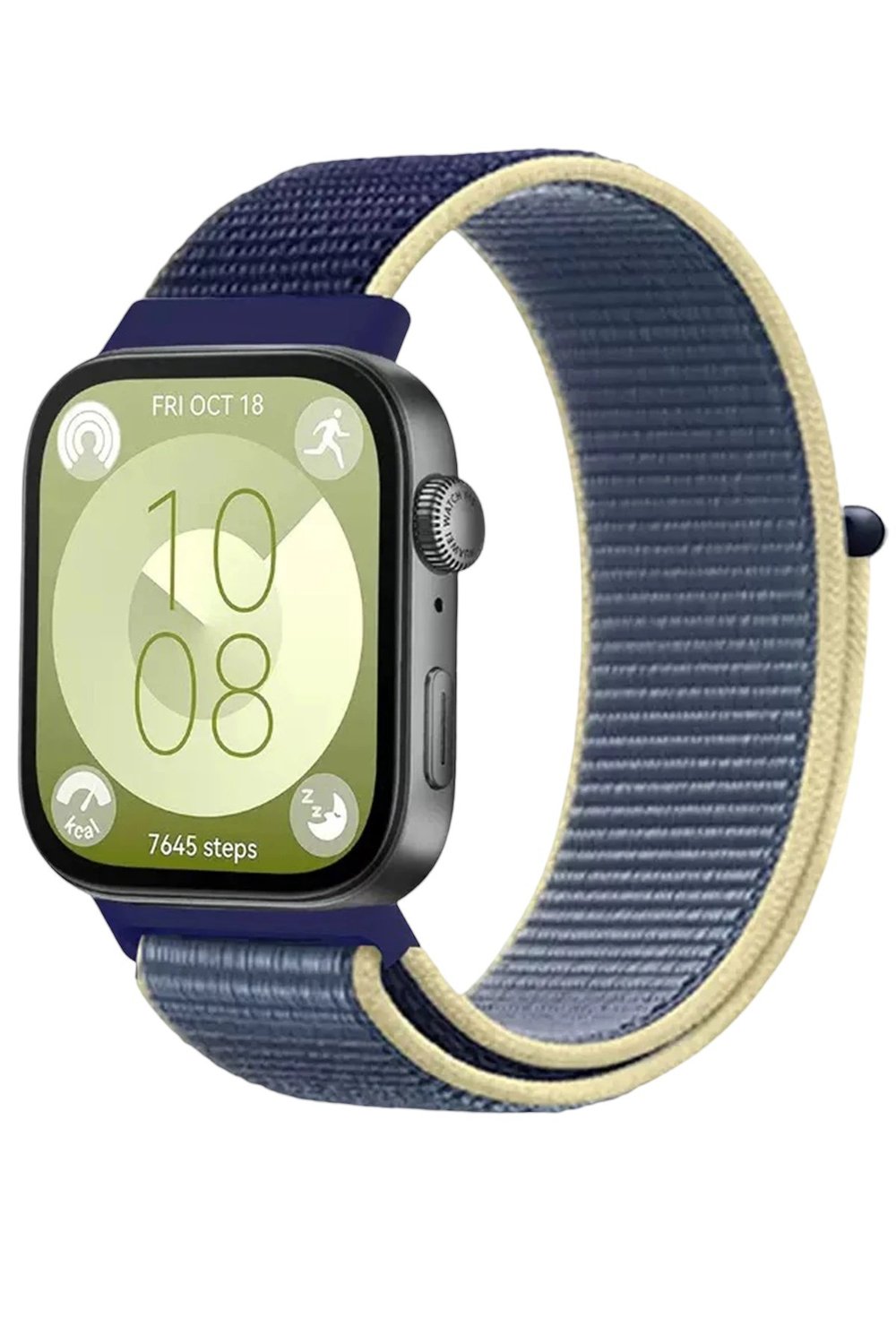 Mey İthalat®  Huawei Fit 4 Hasırlı Cırtcırtlı Kordon - Sarı-Lacivert