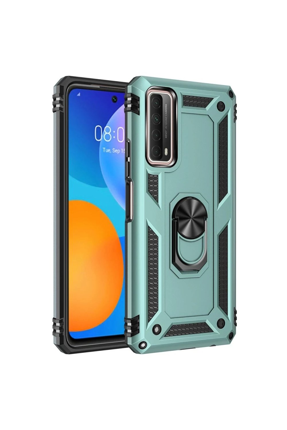 Mey İthalat®  Huawei P Smart 2021 Kılıf Sofya Yüzüklü Silikon Kapak - Yeşil