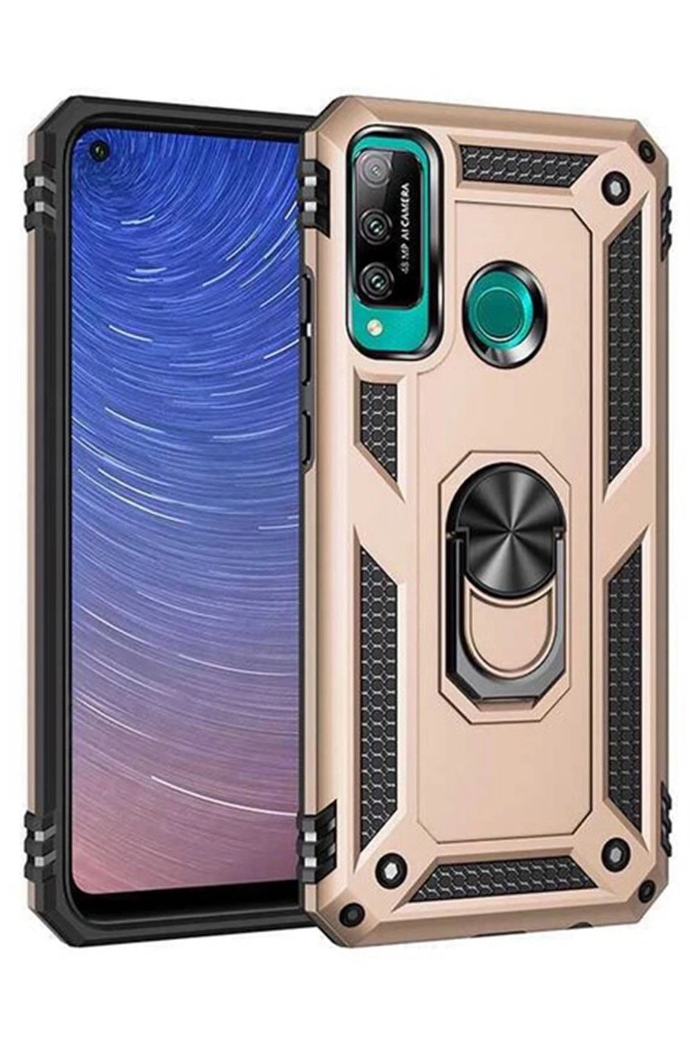 Mey İthalat®  Huawei P40 Lite E Kılıf Sofya Yüzüklü Silikon Kapak - Gold