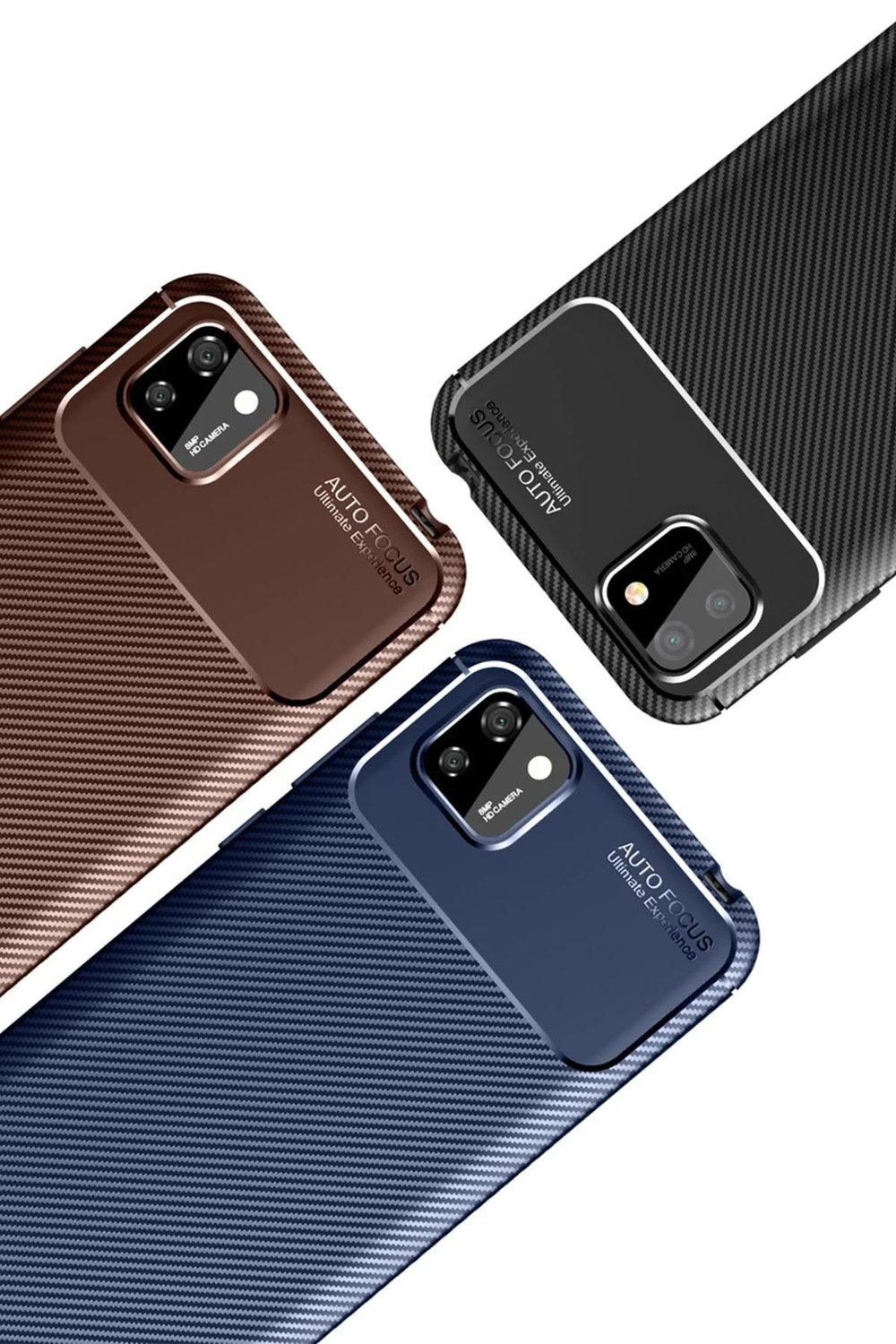 Mey İthalat®  Huawei Y5P Kılıf Auto Focus Karbon Kapak - Kahverengi