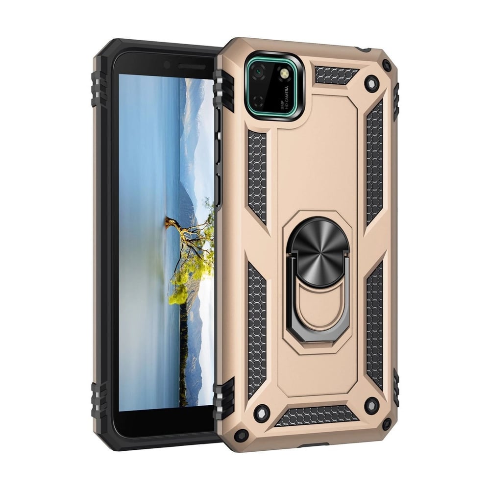 Mey İthalat®  Huawei Y5P Kılıf Sofya Yüzüklü Silikon Kapak - Gold