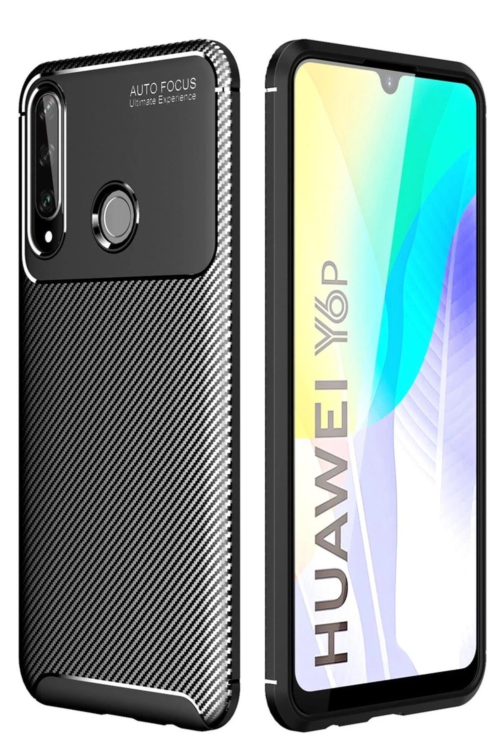 Mey İthalat®  Huawei Y6P Kılıf Auto Focus Karbon Kapak - Siyah