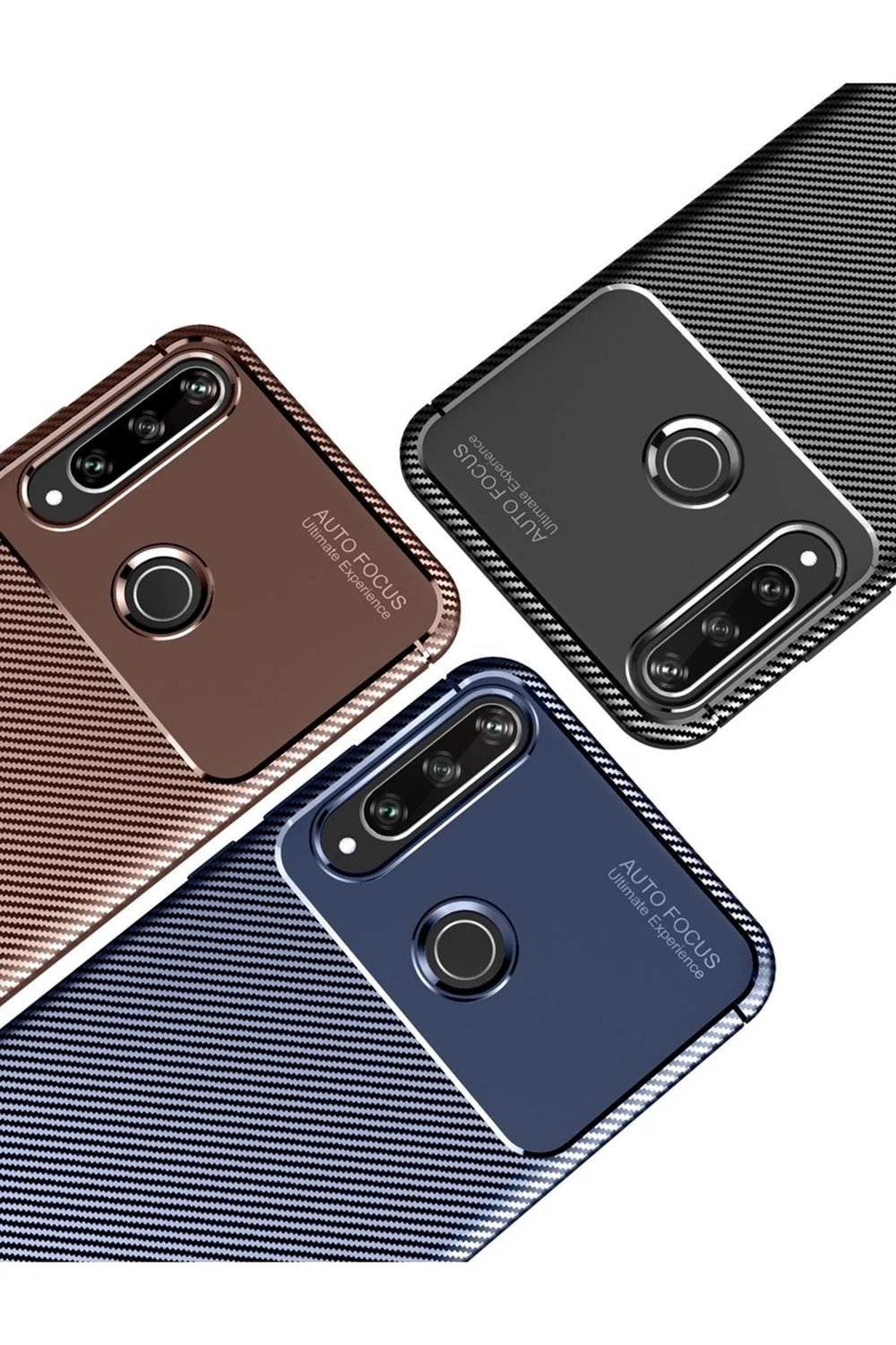 Mey İthalat®  Huawei Y6P Kılıf Auto Focus Karbon Kapak - Kahverengi
