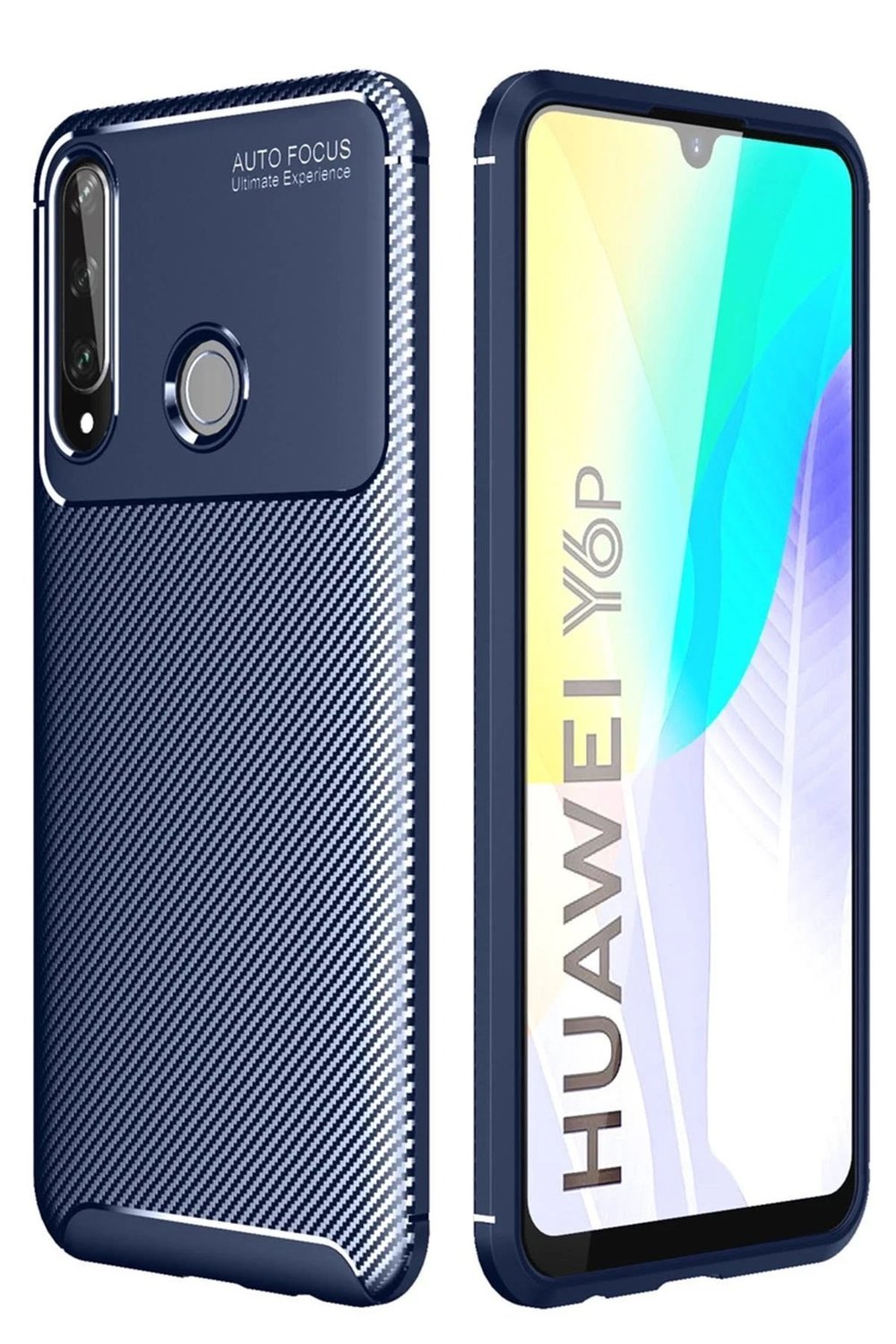 Mey İthalat®  Huawei Y6P Kılıf Auto Focus Karbon Kapak - Lacivert
